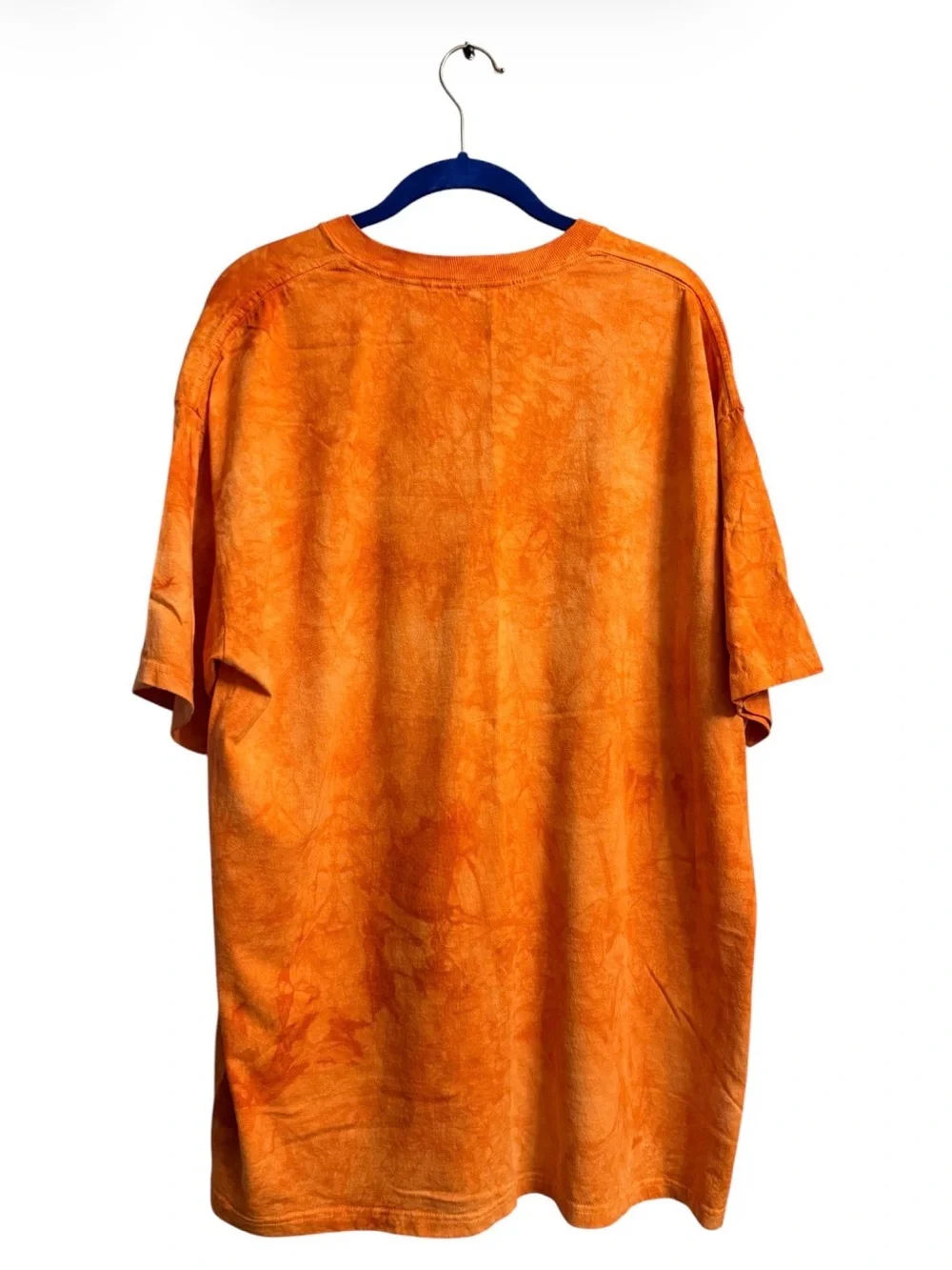 The Mountain Orange Tie-Dye Dog Graphic Tee with Multicolor Pit Bull Art